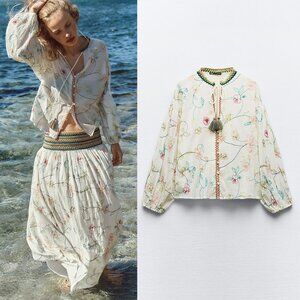 NEW ZARA floral embroidered blouse 5770 size S